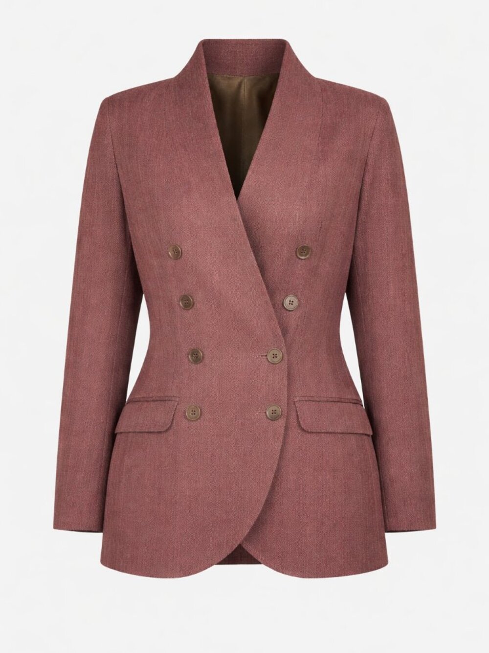 Maska Women’s Wool Silk Blazer Jacket Size 8 Burgundy Stripe Double Breasted